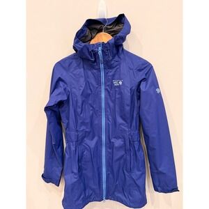 Mountain Hardwear Womens XS Blue Hooded Rain Jacket Waterproof